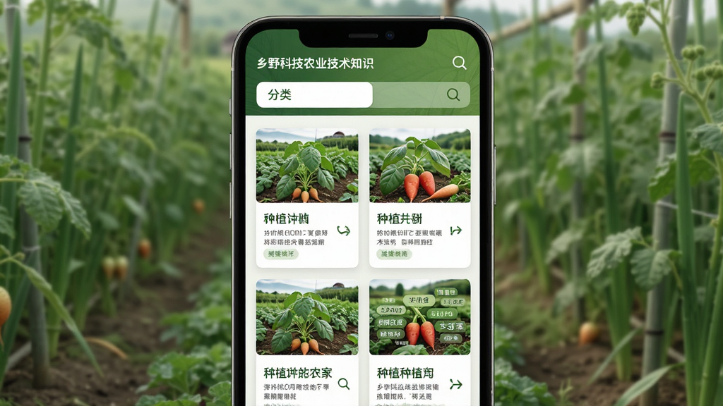 ��Ұ�Ƽ�ũҵ����֪ʶҳ�棬����Ϊ�ֻ���Ļ��ʾ��ֲ���������б�������Ϊ����״��Ƭ���У��Ű�ÿ�ſ�Ƭ��������ͼƬ�ͱ��⣬���Ϊ��Ȼ��ɫ����ϸ�ڰ�������ɸѡ��������ͼ�ꡢ��ǩ�ƣ����ʸ��壬����ɾ����޶���Ԫ��