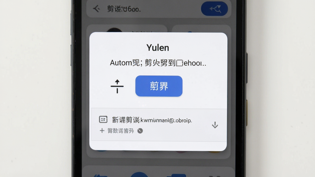 安卓手机屏幕展示“Yulen”软件自动识别剪贴板链接的提示界面,画面中有粘贴按钮和链接预览,背景为白色,风格清爽,画质干净,无多余元素