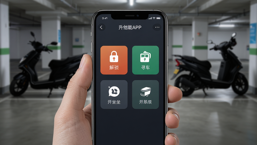 ��������APPԶ�̿��ƽ�����д����Ļ���н�����Ѱ����������Ȱ�ťͼ�꣬�ֻ���һֻ���ճ֣������ǵ���ͣ��������Ħ�г����������湹ͼ���У����дʵ��ϸ�ڷḻ�����ʸ��壬�ɾ����޶���Ԫ��