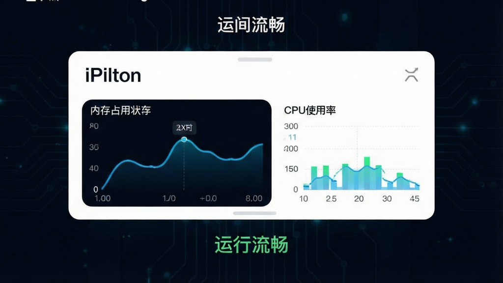 手机性能监控界面示意图,屏幕中央显示