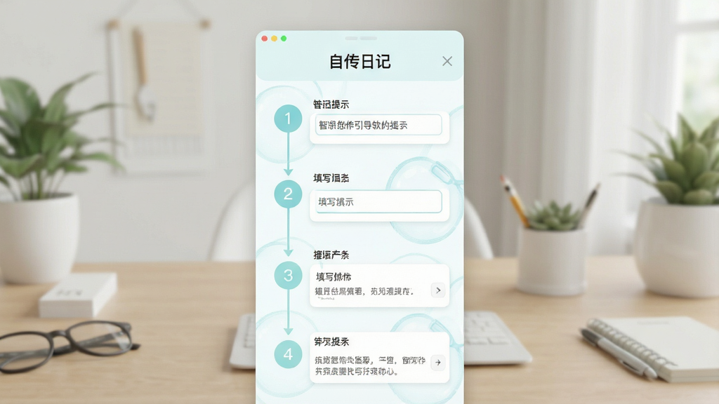 一幅展示智能写作引导流程的示意图,画面主体是