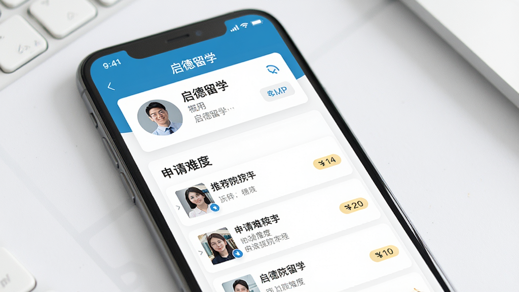 һ��չʾ������ѧApp���Ի��������ܵĽ���ͼ������Ϊ�ֻ���Ļ��ʾ�������ɽ��ҳ�棬ҳ���а����û���Ϣ������Ƭ���Ƽ�ԺУ�б��������Ѷȱ�ʶ������Ϊ��ɫ���Ű������չʾ������Լ����ϸ�ھ��£����ʸ���ɾ����޶���Ԫ�أ�ͼƬ�����ֱ�ע��������ѧ��