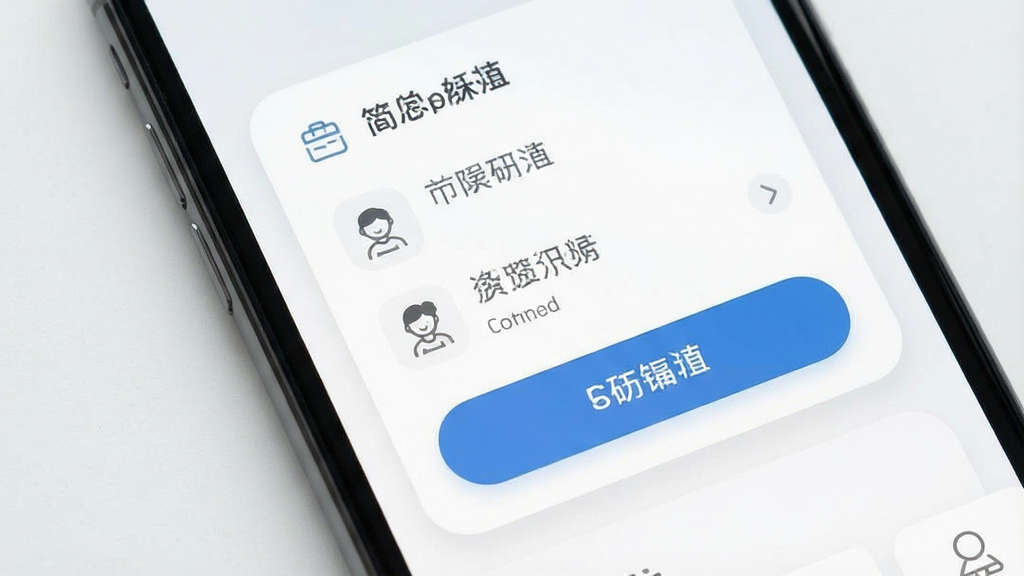 一张三兄弟应用界面特写图,主体为手机屏幕显示简洁菜单与按钮,布局采用卡片式设计,风格极简清新,配色以白灰蓝为主,细节展示按钮圆角与图标线条,画质高清,干净无多余元素