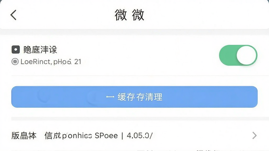 一张手机屏幕截图风格的图片,主体是“微微”应用的设置页面,布局为纵向列表,排版清晰,风格为极简UI展示,细节包括权限开关、缓存清理按钮、版本信息栏,画质清晰干净无多余元素