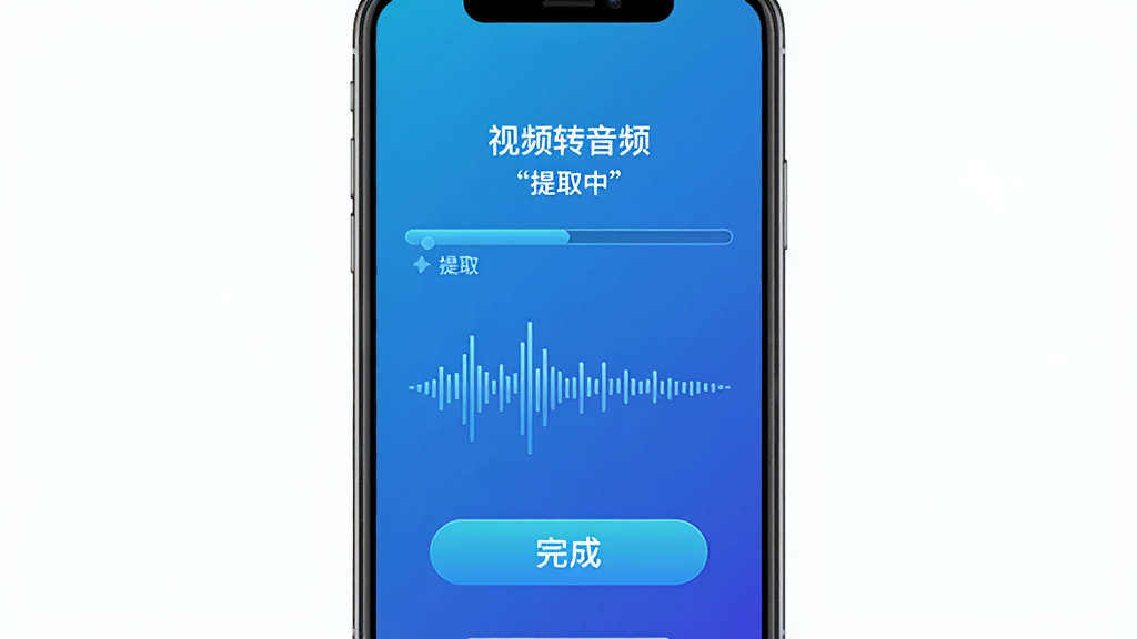 主体为老牧师盒子音效提取功能操作界面,布局为手机屏幕中央显示提取进度条,排版简洁,风格为科技蓝渐变背景,细节包括