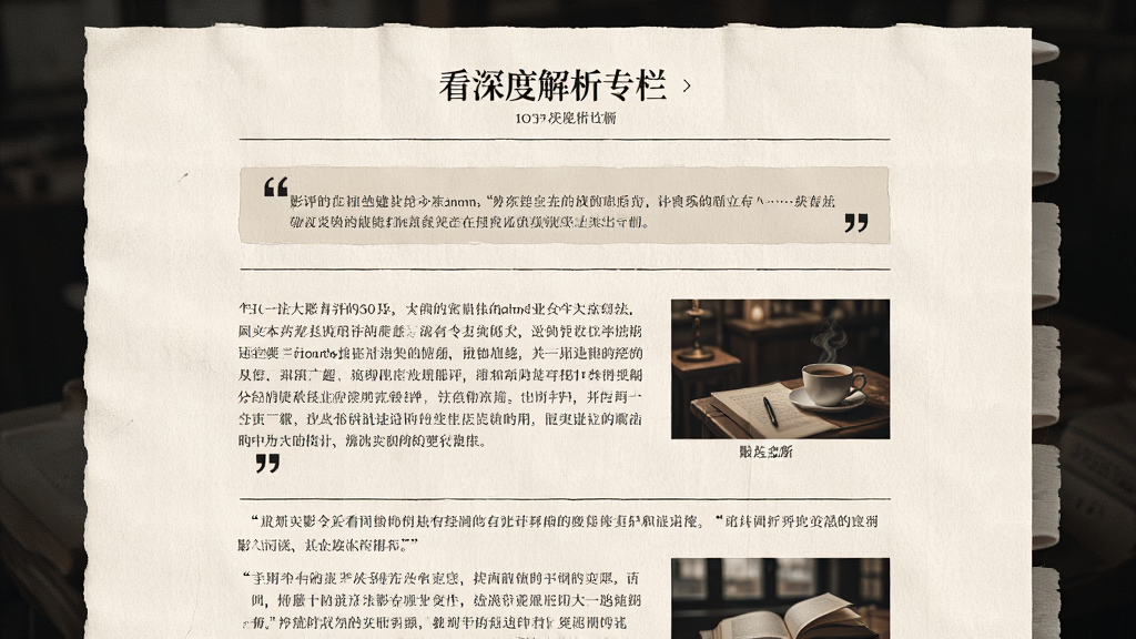 影评大全看看深度解析专栏界面,主体为展开的长文阅读页,布局为标题加正文段落与配图,排版舒朗,风格为文艺纸质质感,细节包含引用块和段落分隔线,画质高清,画面干净无多余元素