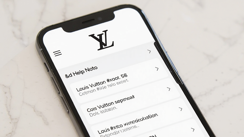 �ֻ���ĻչʾLouis VuittonӦ�ÿͷ����������ҳ�棬����������������Ϊ��ɫ��������Ʒ��Logo���·����г��������б�������Լ����ϸ�ھ��£����ʸ��壬����ɾ�