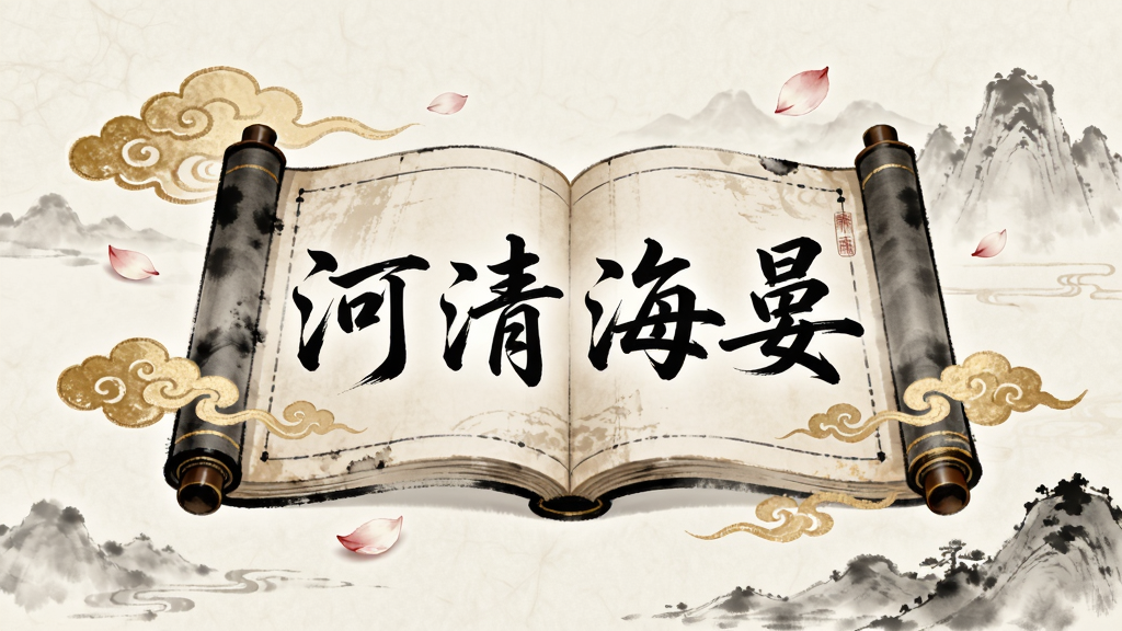 画面中央是一本展开的古风书卷,书卷上浮现出
