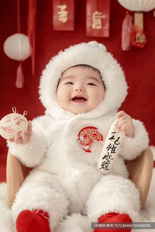 萌宝纳福 宝宝抓拍照片技巧 新年福字背景