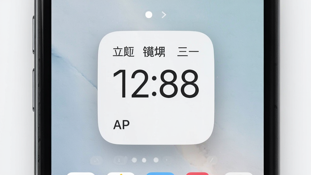 一张展示极简日历桌面小组件的图片,主体是手机桌面,桌面上放置了一个方形日历小组件,显示当前日期和星期,布局简洁,风格清爽,细节上突出小组件与壁纸的融合感,画质高清,干净无多余元素