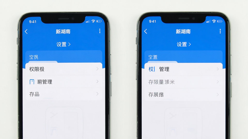 新湖南 手机 安装 设置 界面 展示 权限 管理 存储 选项 蓝色 白色 简洁 风格 高清 干净 无多余元素