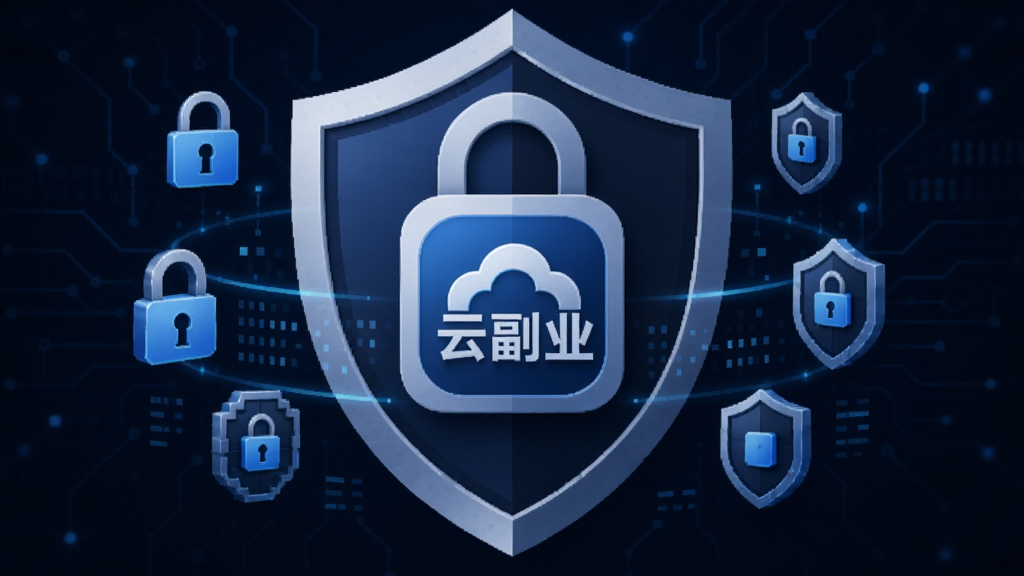 盾牌与锁的抽象组合图形,中心嵌入