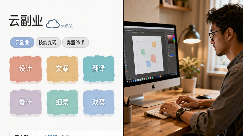 分屏构图,左侧展示