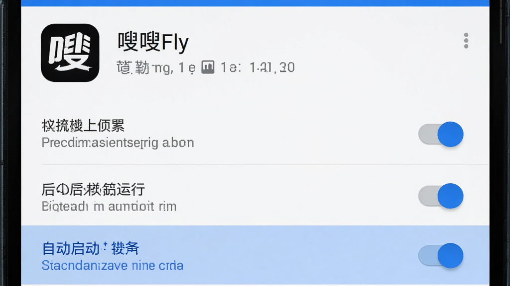 �������ֻ���Ļ��ʾȨ�����ý��棬����Ϊ���½ṹ���Ű��Ϸ��ǡ���Fly��Ӧ��ͼ������ƣ��·���Ȩ�޿����б������Ϊ��׿ϵͳԭ�����ý�����ϸ�ڰ���λ��Ȩ�ޡ���̨���С���������ѡ�������ʾ�����ʸ���ɾ����޶���Ԫ�ء�