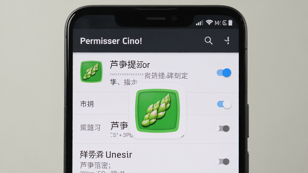 一张展示芦笋提词器在安卓手机上开启悬浮窗权限的设置界面预览图,主体为手机屏幕显示权限管理页面与芦笋提词器图标,布局采用列表式排版,风格为原生安卓设置界面风格,细节包含权限开关、应用名称与提示文字,画质高清,干净,无多余元素