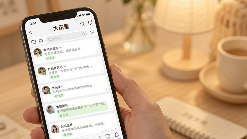 һ���ֻ�չʾ��֯��APP���û��ʴ�����������ҳ�棬��Ļ����ʾ���û����ʺͻش�ĶԻ��б��������Ѻ�������������