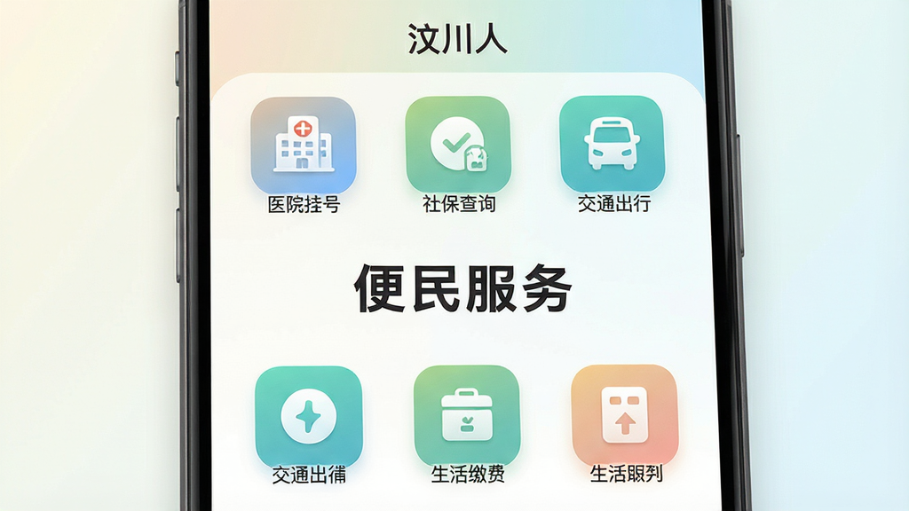 一张展示手机APP便民服务页面的图片,画面中