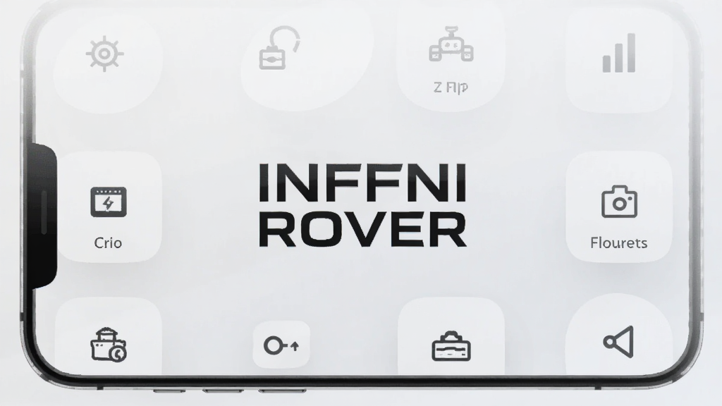 一张展示 INFFNI ROVER 软件主界面的手机屏幕截图,画面中央是软件名称