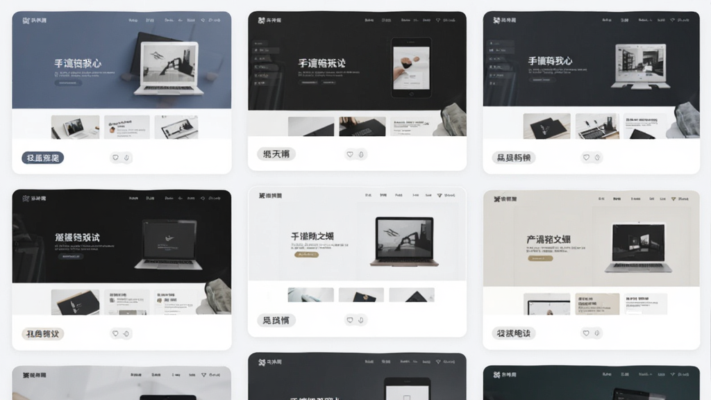 一张展示图秀主页模板库界面的截图风格图片,画面主体是多个不同风格的桌面模板缩略图以瀑布流形式排列,布局为网格状,风格现代扁平,细节上每个模板都带有小尺寸预览和风格标签,画质高清,干净无杂物
