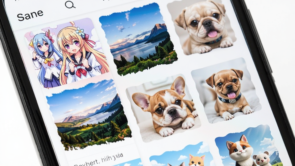 手机屏幕中展示壁纸多多应用内分类页面,画面主体为多个壁纸缩略图整齐排列,涵盖动漫、风景、萌宠等类别,风格清新明亮,画质干净细腻,无多余文字元素
