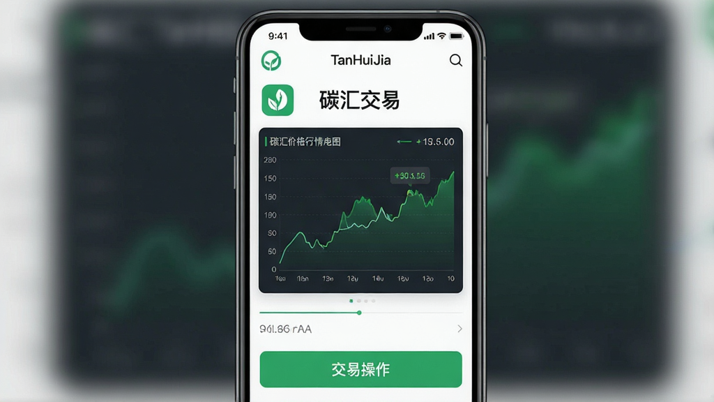 一张展示碳惠家(TanHuiJia)APP主界面的手机屏幕截图,画面中央是碳汇价格行情走势图,上方显示