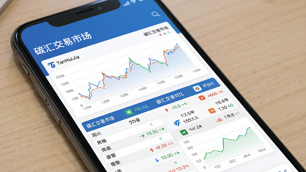 一张碳惠家(TanHuiJia)软件内碳汇交易市场数据聚合页面的手机截图,画面显示多个碳汇交易平台的价格对比表格和碳汇价格趋势图,顶部有