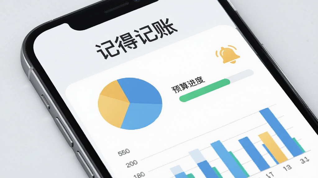 画面中一部手机显示饼图和柱状图,图表上方写