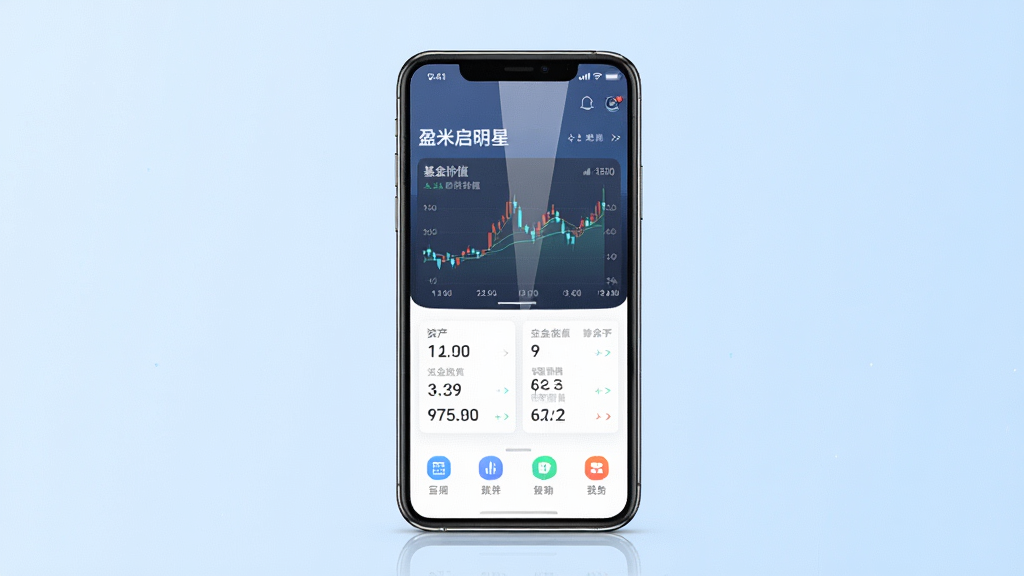 一张手机应用界面展示图,画面中央是一部竖屏智能手机,屏幕上显示着一款名为