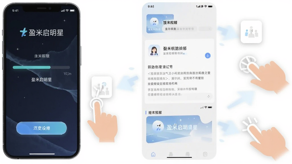 一张展示手机应用安装步骤的流程图插图,画面中一部手机屏幕显示