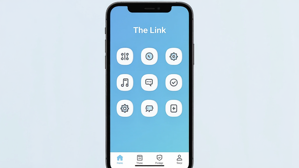 一张手机屏幕展示 The Link 应用主界面,界面简洁,顶部有软件名