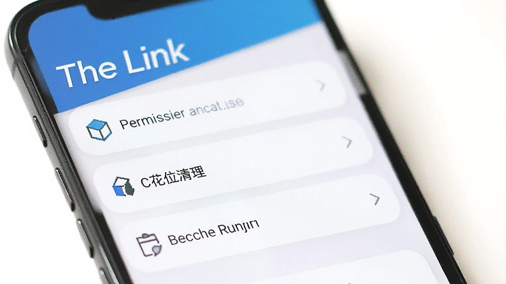 一张手机屏幕显示 The Link 应用设置界面,包含权限管理、缓存清理、后台运行等选项,界面清晰,软件名