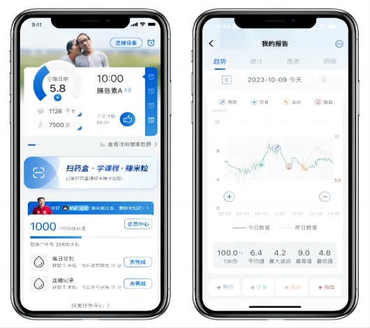 诺和关怀App安卓版血糖记录界面截图
