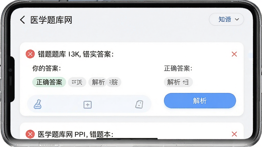 ������ҽѧ�����APP�Ĵ��Ȿ���ܽ��棬����Ϊ�ֻ���Ļչʾ�����б���֪ʶ���ǩ����Ļ�Ϸ���