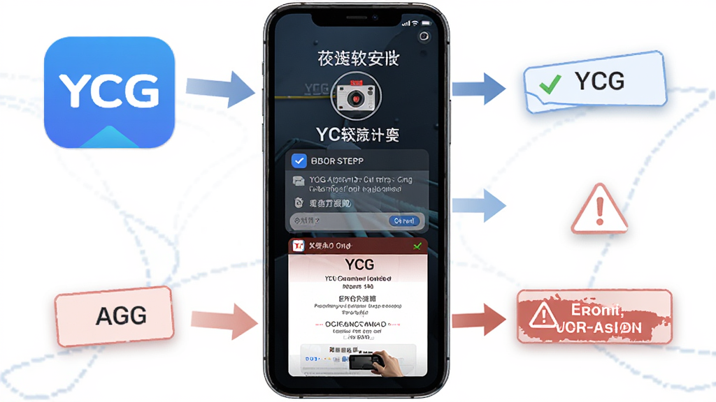 ��һ��YCG������װ�������Ų�����ͼ���������ֻ���Ļչʾ��װ����ʹ�����ʾ���棬����Ϊ���ϵ��µ����̼�ͷ���ӣ��Ű����������Ϊ��Ϣͼ���磬ϸ�ڰ�����YCG��ͼ�ꡢ��ѡ��ǡ�����ͼ�ꡢ���ֱ�ǩ������Ϊ���塢�ɾ����޶���Ԫ��