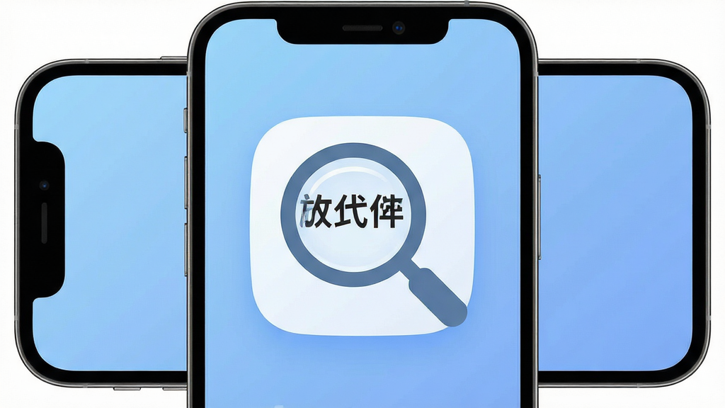 ���ܷŴ�����ͨ����������չʾ������Ϊһ�������ֻ���Ļ����Ļ������ʾ�Ŵ�ͼ��ͷŴ����������֣�����Ϊ���й�ͼ���Ű��࣬���Ϊ�ִ��Ƽ��б�ƽ����ƣ�ϸ�ڰ�����͵���ɫ���䱳����Բ��ͼ�ꡢ�������������ֱ�Ե�����ʸ��壬����ɾ����޶���Ԫ��