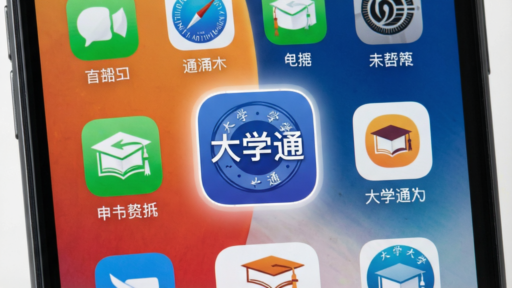 һ�Ŵ�ѧͨAPP���ֻ������ϵ�ͼ��չʾͼ������Ϊ�ֻ������ͼ���У���Ļ����ʾ���APPͼ�����У����д�ѧͨͼ���ø�����ע������Ϊ�������У��Ű����룬���Ϊ�ֻ�ϵͳ����дʵ���ϸ�ڰ���Բ��ͼ�ꡢӦ���������֡������ֽ�����������д�����