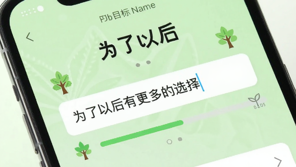 手机界面中显示一个目标设定页面,输入框内写着