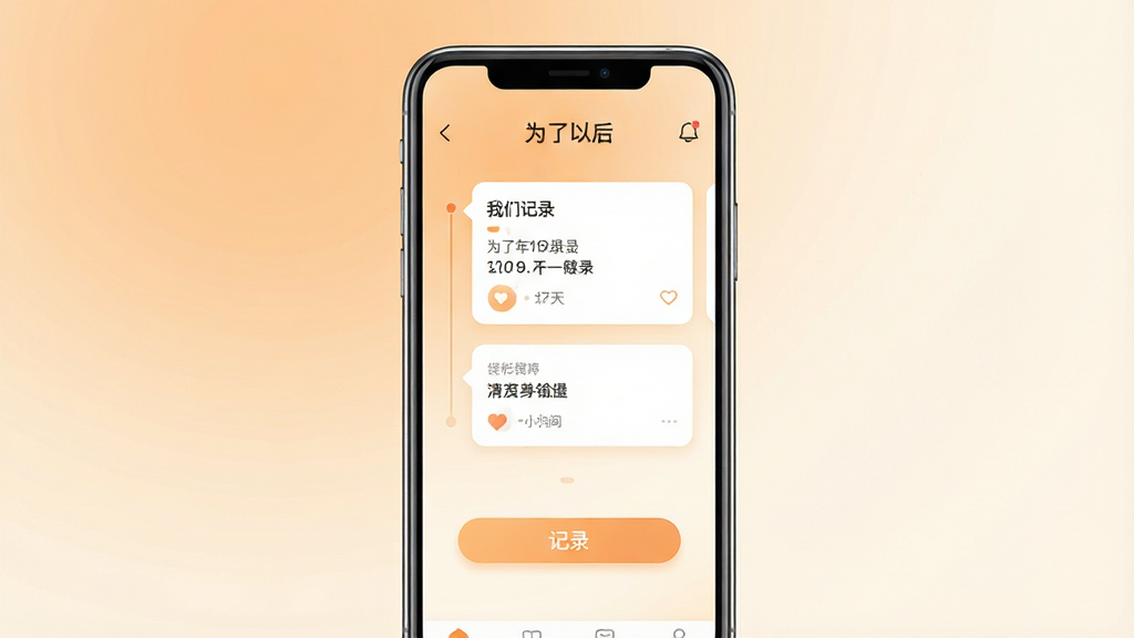 一张简洁明亮的手机应用界面展示图,画面中央是一部竖屏手机,屏幕内呈现
