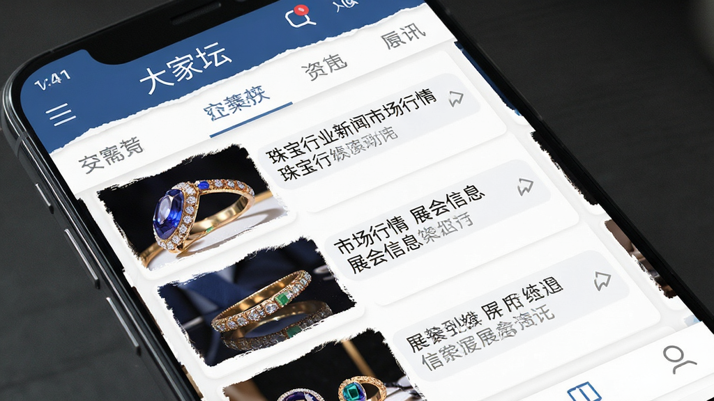 大家坛 安卓版 资讯页面 珠宝行业新闻 市场行情 展会信息 图文列表 手机界面 高清画质 干净无多余元素