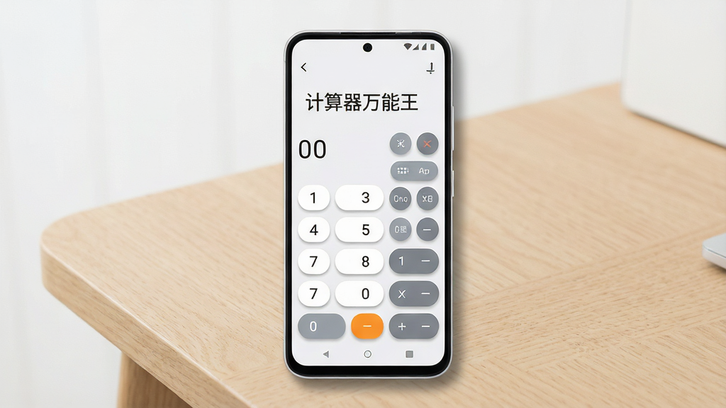 一张干净整洁的安卓手机屏幕展示界面,手机居中放置于浅色木质桌面,屏幕内显示