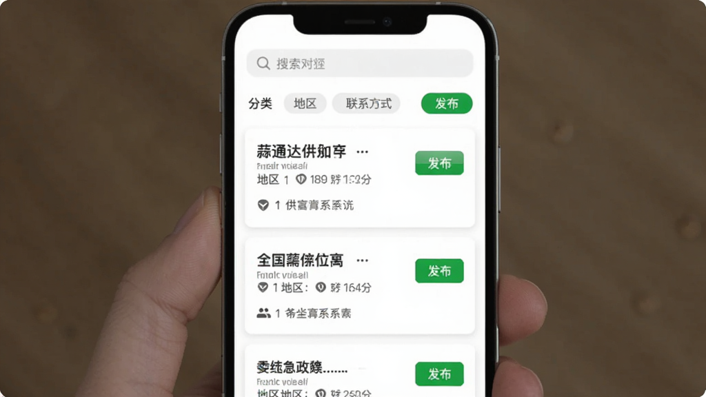 ��ͨ�﹩����Ϣ�Խ�ҳ�棬�ֻ���Ļ��ʾ������Ϣ�б���ÿ����Ϣ�������⡢��������ϵ��ʽͼ�꣬�����������򣬱���Ϊ��ɫ������Ϊ�ֻ����б����ݣ������������У�����Լʵ�ã�ϸ�ڰ�����ɫ����������ť�ͷ����ǩ�������������ɾ����޶���Ԫ��