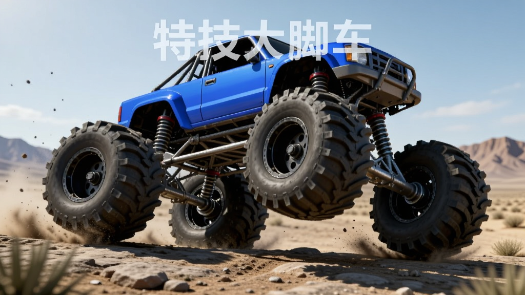 дʵ���3D��Ⱦ������չʾһ����ɫ��ų�����ͨ����ʯ·�棬�ĸ�������̥�ֱ��ڲ�ͬ�߶ȣ�����ϵͳ����ѹ������չ��������б�������ȶ�������Ϊ��������Զɽ�����������Ϸ�����