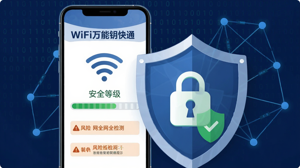 ��������Ϊһ���ֻ���һ����ƣ��ֻ���Ļ��ʾWiFi����Կ��ͨ�����簲ȫ���ҳ�棬������������ͼ�����ɫ��ȫ��ʶ�������ж����ƴ��������ڵ�ͼ�Σ����ֲ����ֻ�����Ʋ��ţ��Ű����أ����Ϊ��ȫ�Ƽ��廭��ϸ�ڰ�������ɫ��������ɫ���֡�WiFi����Կ��ͨ������ȫ�ȼ����ͷ�����ʾ��ǩ�������������ɾ����޶���Ԫ��