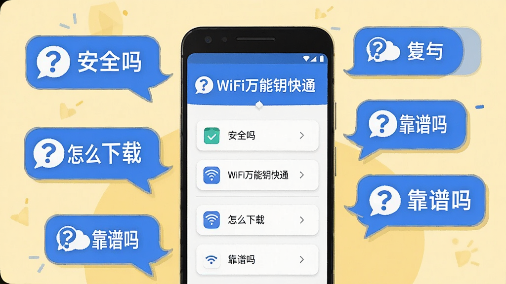����չʾһ����׿�ֻ���һ���ʴ��б����ֻ���Ļ��ʾWiFi����Կ��ͨ�ĳ�������ҳ�棬�б����С���ȫ�𡱡���ô���ء��������𡱵��������ݣ����ֲ����ֻ�������Χ�ƣ��Ű���ã����Ϊ��ƽ�ʴ�廭��ϸ�ڰ���ǳ��ɫ��������ɫ���ݱ߿򡢡�WiFi����Կ��ͨ��������ʺ�ͼ�꣬���ʸɾ����޶���Ԫ��