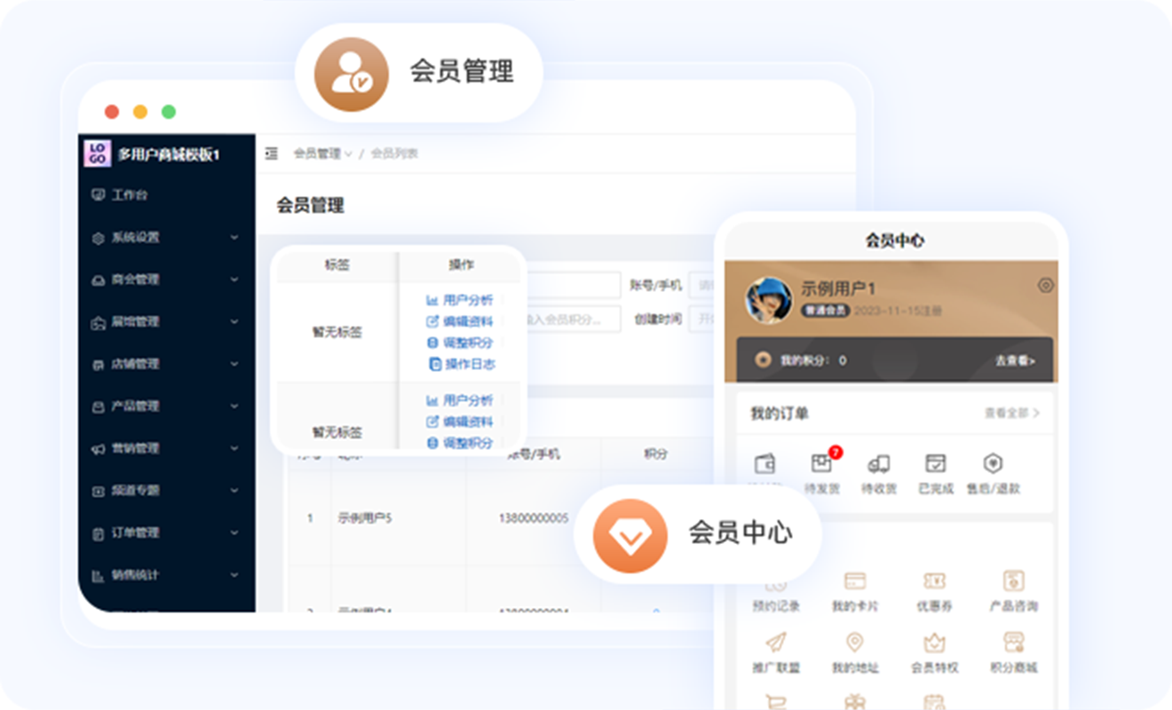 智云管店会员管理和营销活动设置