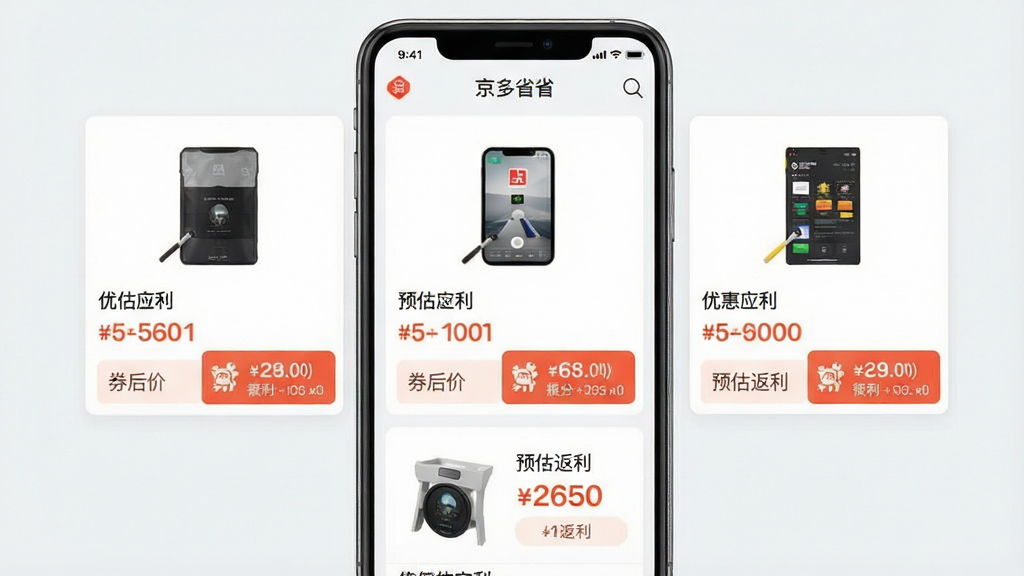 一张展示多平台比价功能的手机APP界面图片,画面中