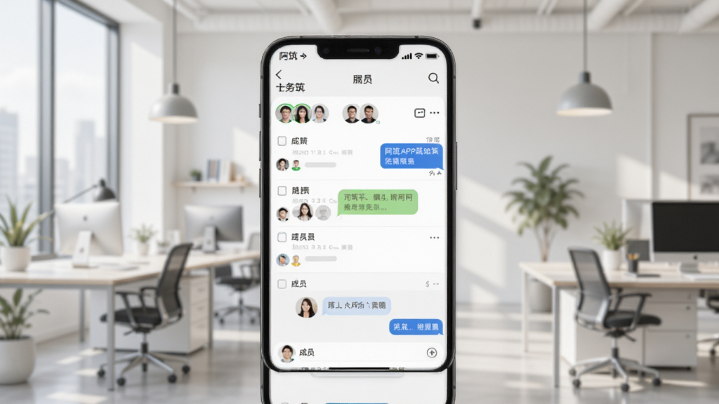 һ��չʾ����APP�Ŷ�Э�������ͼƬ�������������ֻ���Ļ����Ļ����ʾ�������б�����Աͷ�������Ի����ݣ��С������������������������İ칫�һ�������������������ִ���Լ��ϸ�ڷḻ�����ʸ��壬�ɾ��޶���Ԫ�ء�