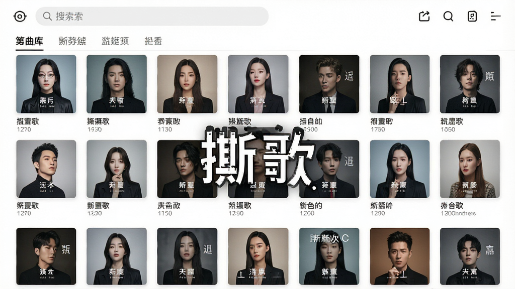 一张展示音乐应用曲库界面的图片,画面中有