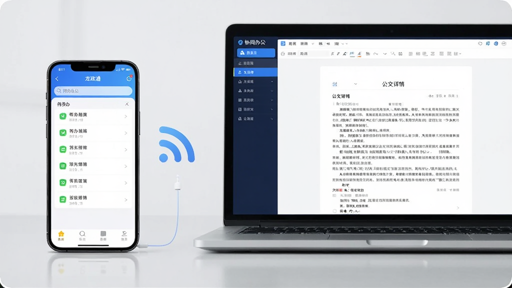 一部智能手机与一台笔记本电脑并排摆放,屏幕上都显示