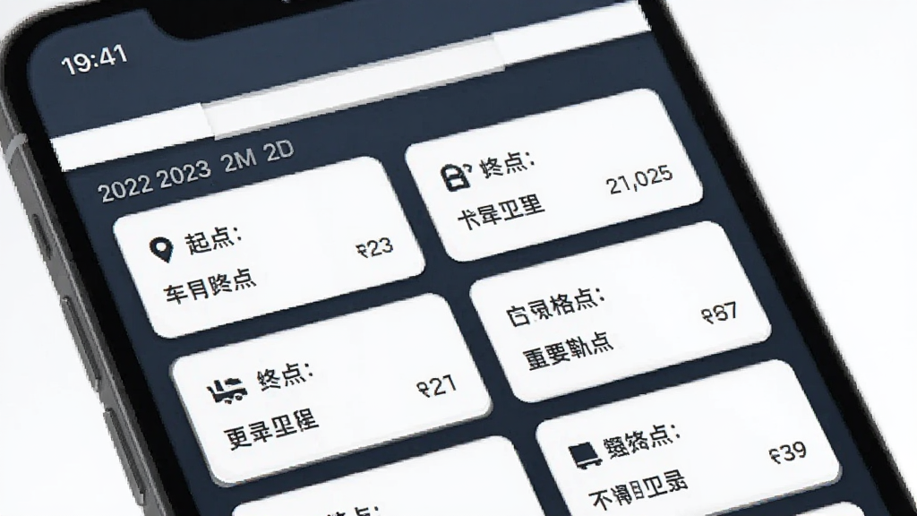 车到勒运输记录列表界面,手机屏幕显示按日期排列的运输任务卡片,包含起点终点和里程数,风格商务简约,画质干净,无多余元素
